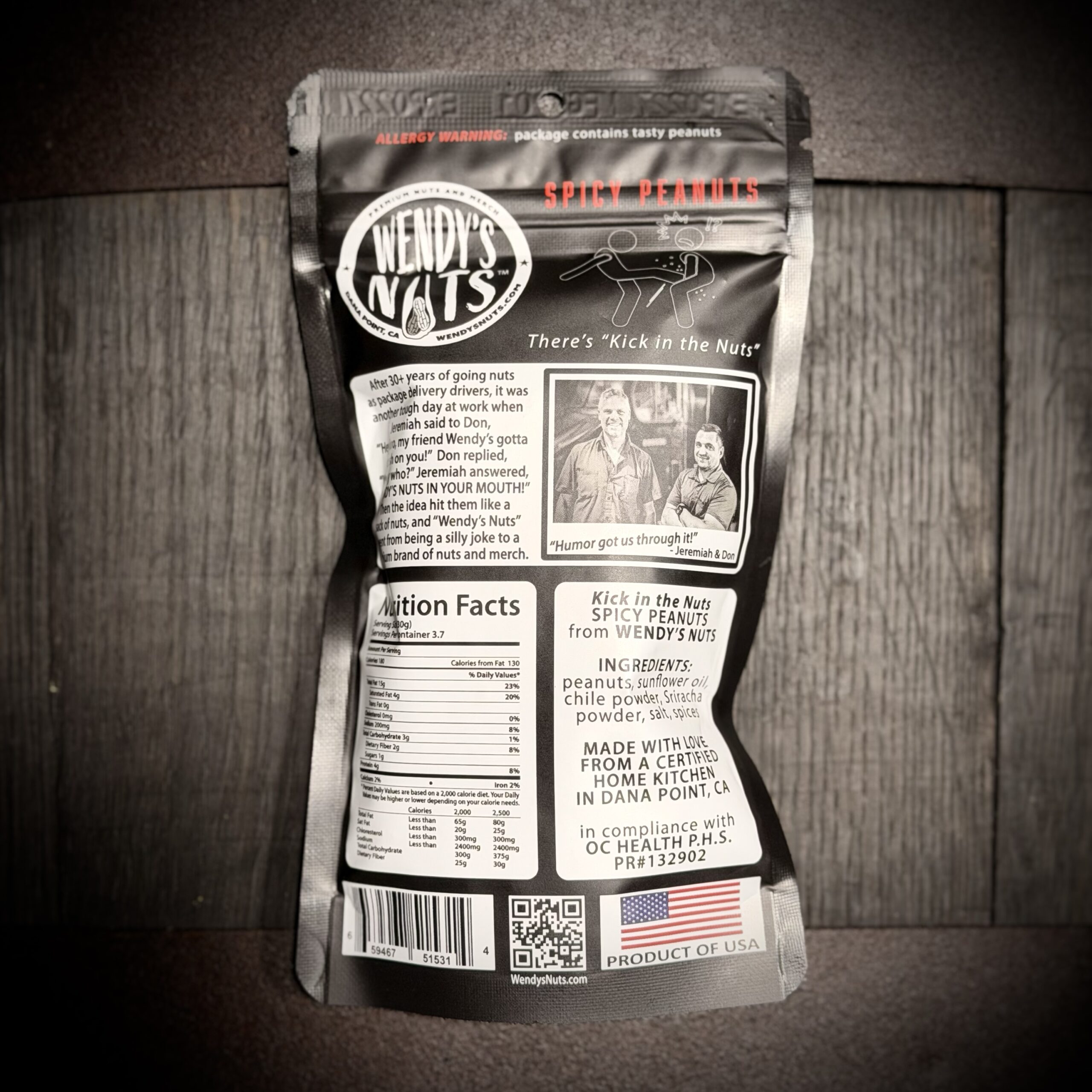 Wendy’s Nuts “Kick in the Nuts” Spicy (MED) Peanuts 1x4oz sack - Image 2