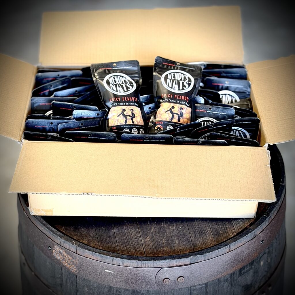 “Kick in the Nuts” Barrel Tumbled Spicy Peanuts [Party Pack] - 50x4oz sacks